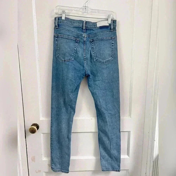 Re/Done Jeans High Rise Ankle Crop Stretch Light 27 Wash Size 30 - Picture 3 of 3